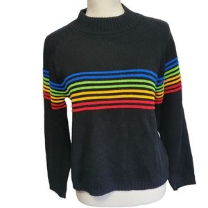 Vintage 1990s/early 2000s 5-7-9 black rainbow sweater